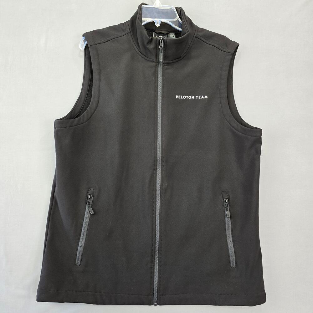 Peloton Performance Black Jacket Vest Fleece Lined Sleeveless Zip Logo Men L Top